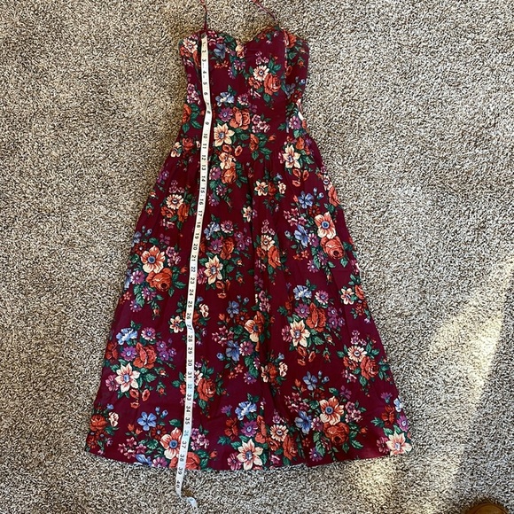 Vintage 80’s multi colored floral print halter neck dress w/sweetheart neckline - Picture 12 of 14